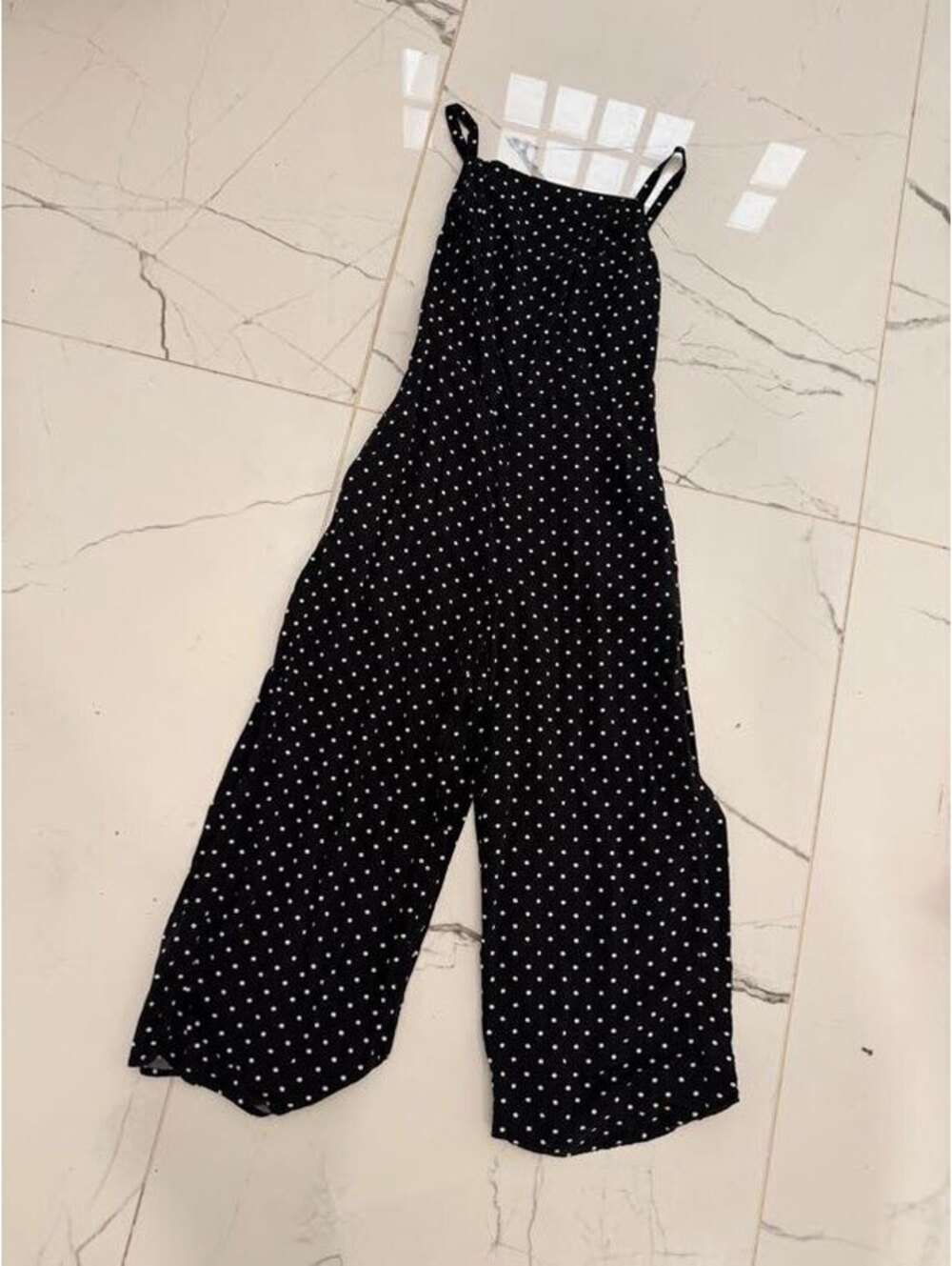Black White Polka Dot Wide Leg Jumpsuit S/M
